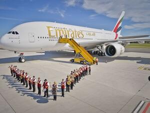 Emirates’ milestone 80th A380 touches down in Vienna
