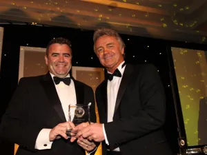 The ‘Best Cargo Airline - Middle East’ award was presented to (left) David Kerr, Vice President Etihad Cargo by Stephan Haltmayer, Managing Director of QCS- Quick Cargo Service GmbH