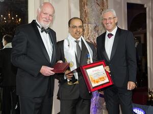 Khalid Bin Kalban, Managing Director and CEO of Dubai Investments, receiving the EBA awards at Cannes, France