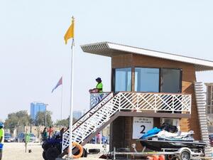 Lifeguards and watchtowers at Al Khan Beach