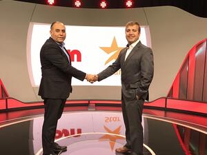 Sudhir Nagpal, Business Head, STAR Middle East, Africa and APAC with Emad Morcos, Chief Content Officer at OSN during the signing.