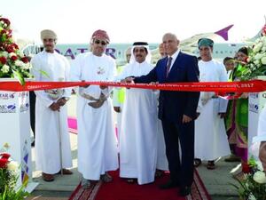 Qatar Airways and Omani officials at the launch of the flight to Sohar in Oman. (The Peninsula)