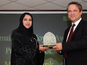 Receiving the award