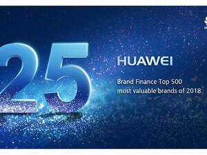 أتت شركة هواوي في المركز ال 25 بحسب تصنيف براند فاينانس 500 لعام 2018.