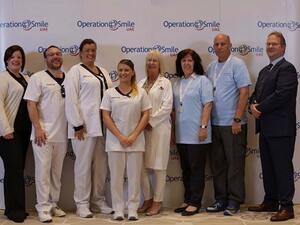 Operating Room nurses at Cleveland Clinic Abu Dhabi prepare to assist in cleft palate surgery for the Operation Smile event.  
