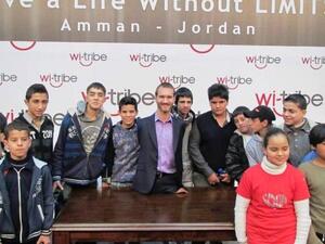Nick Vujicic with the participating children