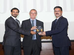 During receiving the award.