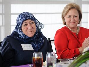 The WISE Prize for Education Laureate Dr Sakena Yacoobi with Ms Mary Landrieu, former Senator from Louisiana