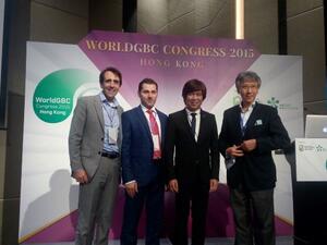 Engineer Meshal Al Shamari, Director of Qatar Green Building Council, with dignitaries at the World Green Building Congress that took place in Hong Kong