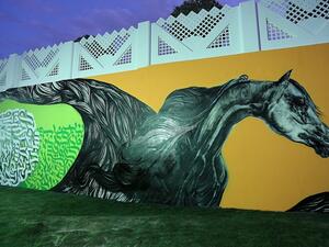The graffiti wall, in Qatar Academy’s Junior School, showcases Qatar’s traditional culture and heritage
