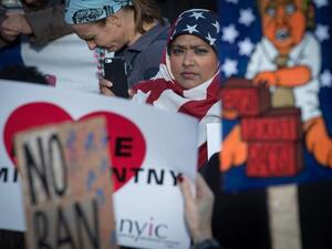 Protests in New York against the immigration order (Bryan R. Smith/AFP)
