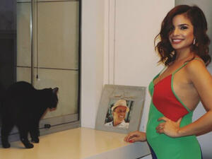 'The Insult' film star chose a long summer colorful dress that showed her baby bump. (Source: ritahayek - Instagram)