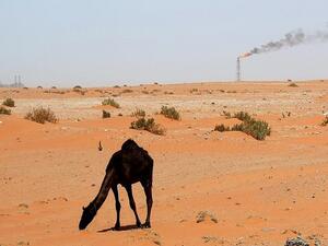 A flame from a Saudi Aramco oil installation known as Pump 3 is seen in the desert near the oil-rich area of Khouris, 160 km east of Riyadh. (AFP) A flame from a Saudi Aramco oil installation known as Pump 3 is seen in the desert near the oil-rich area of Khouris, 160 km east of Riyadh. (AFP)