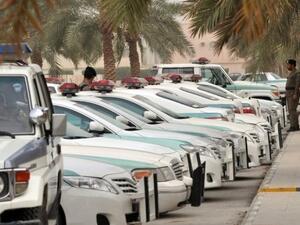 A row of Saudi police vehicles. (AFP/File)