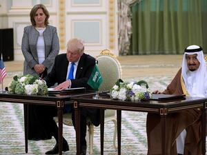 Donald Trump and King Salman during a signing ceremony at the Saudi Royal Court in Riyadh on Saturday May 20, 2017. (AFP) Donald Trump and King Salman during a signing ceremony at the Saudi Royal Court in Riyadh on Saturday May 20, 2017. (AFP)