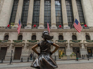 The "Fearless Girl" statue standing at its new location facing the New York Stock Exchange. (Shutterstock/ File)