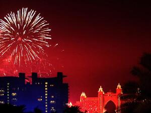 The spectacular fireworks over Atlantis, The Palm in Dubai. (Marwan Naamani / AFP)

