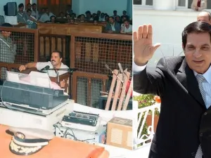 عبد اللطيف المكي خلال عملية استنطاقه أثناء المحاكمة العسكرية سنة 1991 