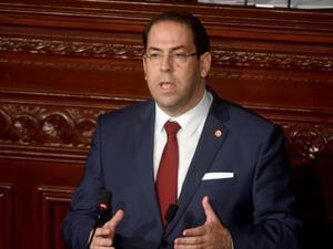 Tunisian Prime Minister Youssef Chahed speaks to the parliament in Tunis. (AFP/File Photo)