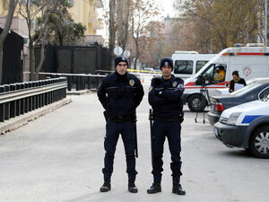 Turkish police stand guard at the scene of a crime. (AFP/File)