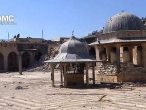 The remains of the Umayyad mosque. a World Heritage site destroyed by Assad's missiles.