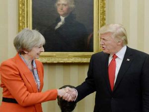 ماي أول زعيم أجنبي يجتمع بترامب بعد تنصيبه