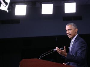 US President Barack Obama chaired a National Security Council Meeting at the Pentagon August 4, 2016 on the anti-Daesh campaign and received an update from his national security team on the efforts to degrade and destroy the group. (AFP/Getty Images/Mark Wilson)