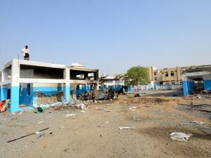 A picture taken on August 16, 2016 shows a view of a hospital operated by Doctors Without Borders (MSF) in Abs, in the rebel-held northern province of Hajja, a day after the hospital was hit by an air strike. (AFP/Stringer)
