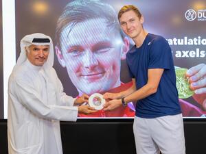 Badminton champion Axelsen celebrates his Tokyo Olympic gold in Dubai Sports Council