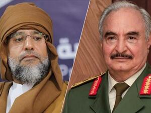 سيف الإسلام القذافي (يسار) وخليفة حفتر