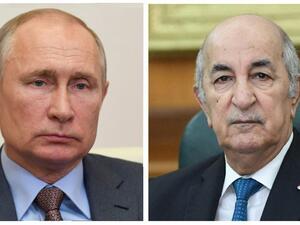 صورة مجمعة للرئيسين الجزائري عبدالمجيد تبون والروسي فلاديمير بوتين/ عن صحفة رئاسة الجمهورية الجزائرية