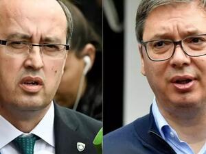 صورة مركبة لرئيس وزراء كوسوفو عبد الله هوتي (يمين)  والرئيس الصربي الكسندر فوتشيتش 