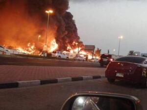 حريق ضخم في سوق شعبي بإمارة عجمان