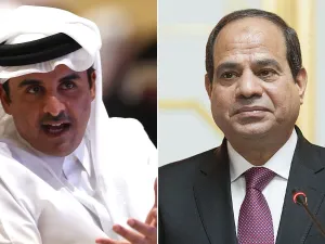 أمير قطر تميم بن حمد آل ثاني (يسار) والرئيس المصري عبدالفتاح السيسي
