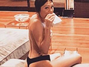 Jessie J was up to her old tricks once more on Saturday morning as she took to Instagram to share a shot in which she sported just lingerie and no top while chomping on a treat and joking about feeling hot (Instagram)