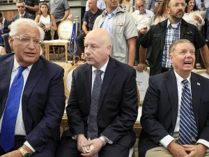 US Ambassador to Israel David Friedman and US Mideast Envoy Jason Greenblatt joined the Israeli group at the ceremony opening an ancient Jewish "Pilgrimage Road" tunnel in the Palestinian neighborhood of Silwan (Twitter)