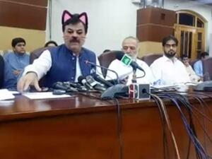 This Pakistan government leaving the cat filter on during a live broadcast (Twitter)
