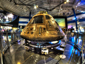 The Apollo 11 Command Module "Columbia" on display at Space Center Houston (Shutterstock)	