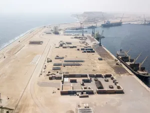 The strategic port of Duqm in Oman provides vital linkage to the East (AFP) 
