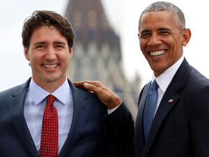 الرئيس الأمريكي السابق باراك أوباما ورئيس الوزراء الكندي جاستن ترودو