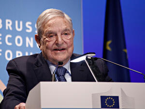 George Soros, Founder and Chairman of the Open Society Foundation gives a speech during Economic Forum in Brussels, Belgium on June 1, 2017.