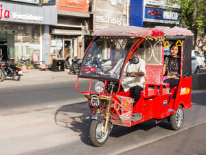 An electric rickshaw in India.