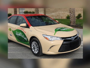 Hybrid taxi in Dubai. 