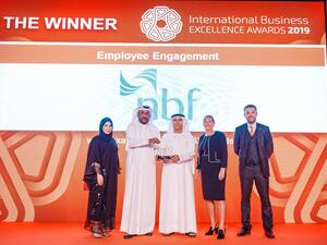 NBF team receiving Employee Enagagement award.
