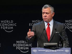 Jordan's King Abdullah II speaks during the opening ceremony of the 2019 World Economic Forum on the Middle East and North Africa. (Khalil MAZRAAWI / AFP)