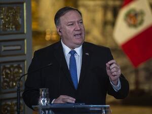 US Secretary of State Mike Pompeo offers a press conference after holding a meeting with Peru's President Martin Vizcarra at the Governement Palace in Lima. (Ernesto BENAVIDES / AFP)