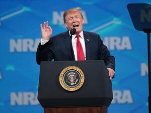 US President Donald Trump speaks to guests at the NRA-ILA Leadership Forum at the 148th NRA Annual Meetings & Exhibits on April 26, 2019 in Indianapolis, Indiana. AFP