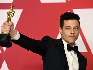 Rami Malek, winner of Best Actor for "Bohemian Rhapsody," poses in the press room during the 91st Annual Academy Awards at Hollywood. (AFP)