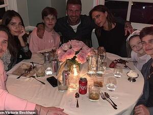 David Beckham and his family while celebrating his 44th birthday. (Victoria Beckham/ Instagram)