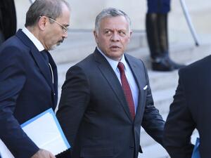 King Abdullah II of Jordan leaves the Elysee presidential Palace in Paris on May 15, 2019 after attending a launching ceremony for the 'Christchurch call', an initiative pushed by New Zealand's Prime Minister. (AFP)